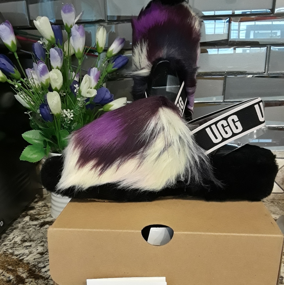 New! UGG FLUFF‎ YEAH TIE DYE SLIDE SLIPPERS SIZE 9 WOMEN'S, NEW IN  A BOX